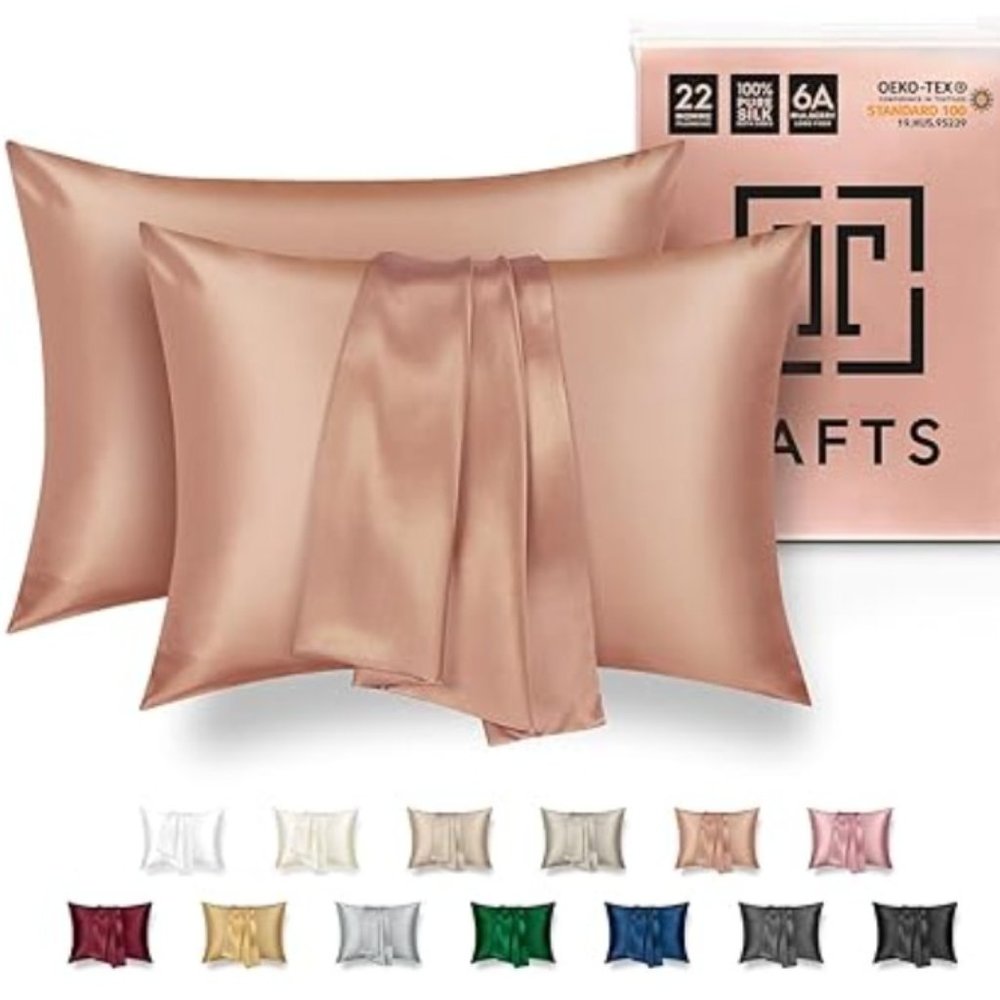Set of Two Tafts Genuine 6A Mulberry Silk Pillowcases - Queen sizw
